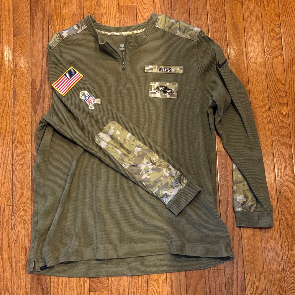 Nike NFL Ravens Salute to Service Men’s Long Sleeve Shirt - Army Green